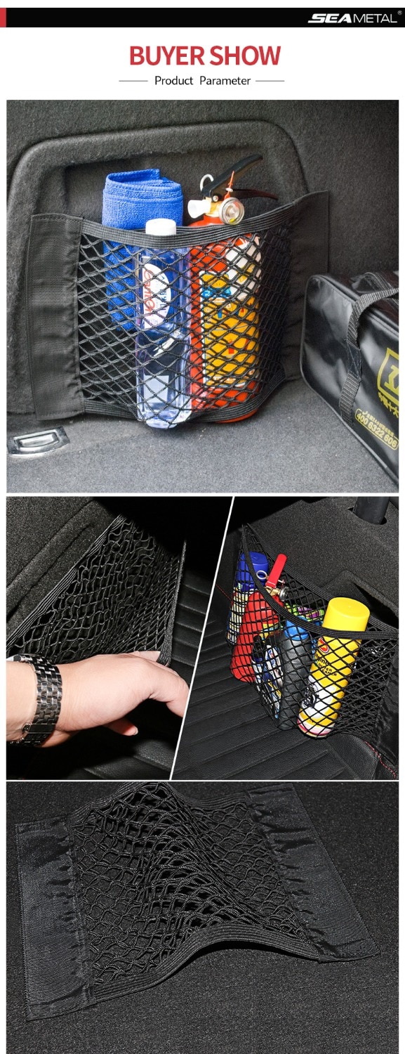 Car Accessories Organizer Car Trunk Net Nylon SUV Auto Cargo Storage Mesh Holder Universal For Cars Luggage Nets Travel Pocket Universal Car Storage Mesh Holder
