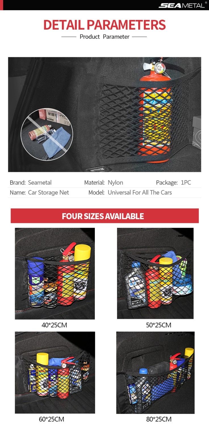 Car Accessories Organizer Car Trunk Net Nylon SUV Auto Cargo Storage Mesh Holder Universal For Cars Luggage Nets Travel Pocket Universal Car Storage Mesh Holder