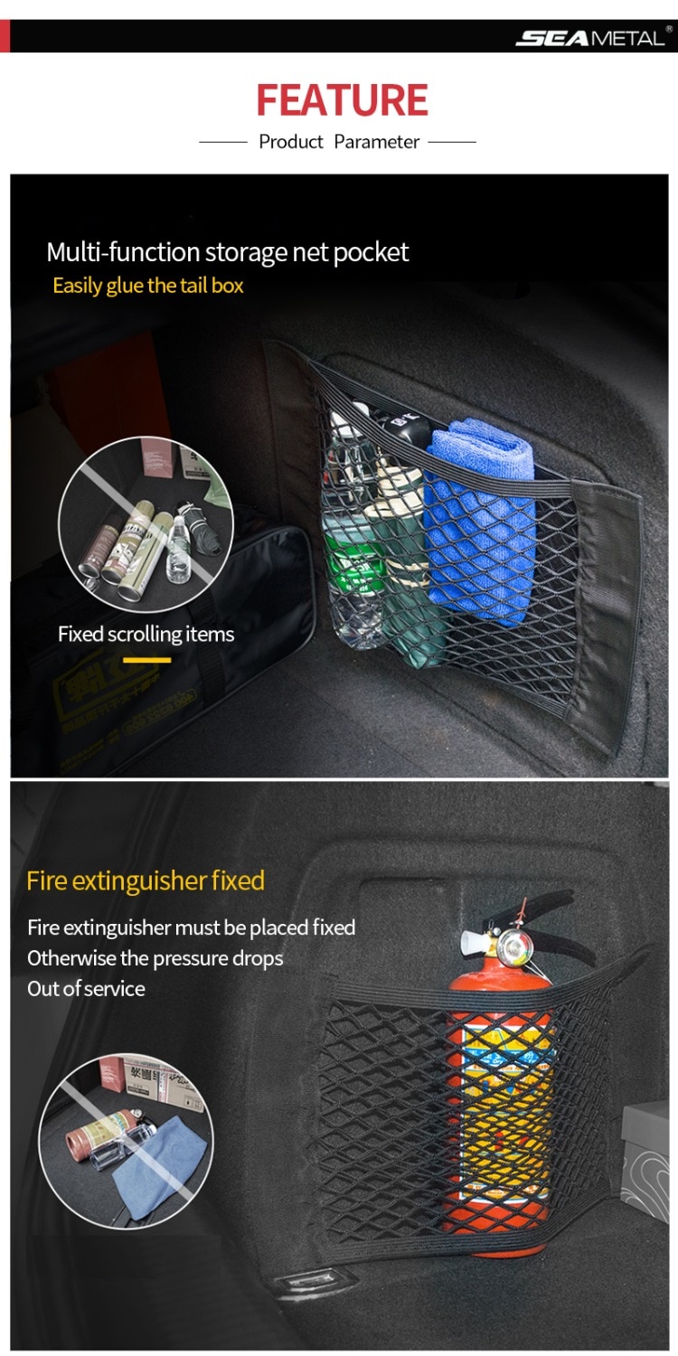 Car Accessories Organizer Car Trunk Net Nylon SUV Auto Cargo Storage Mesh Holder Universal For Cars Luggage Nets Travel Pocket Universal Car Storage Mesh Holder