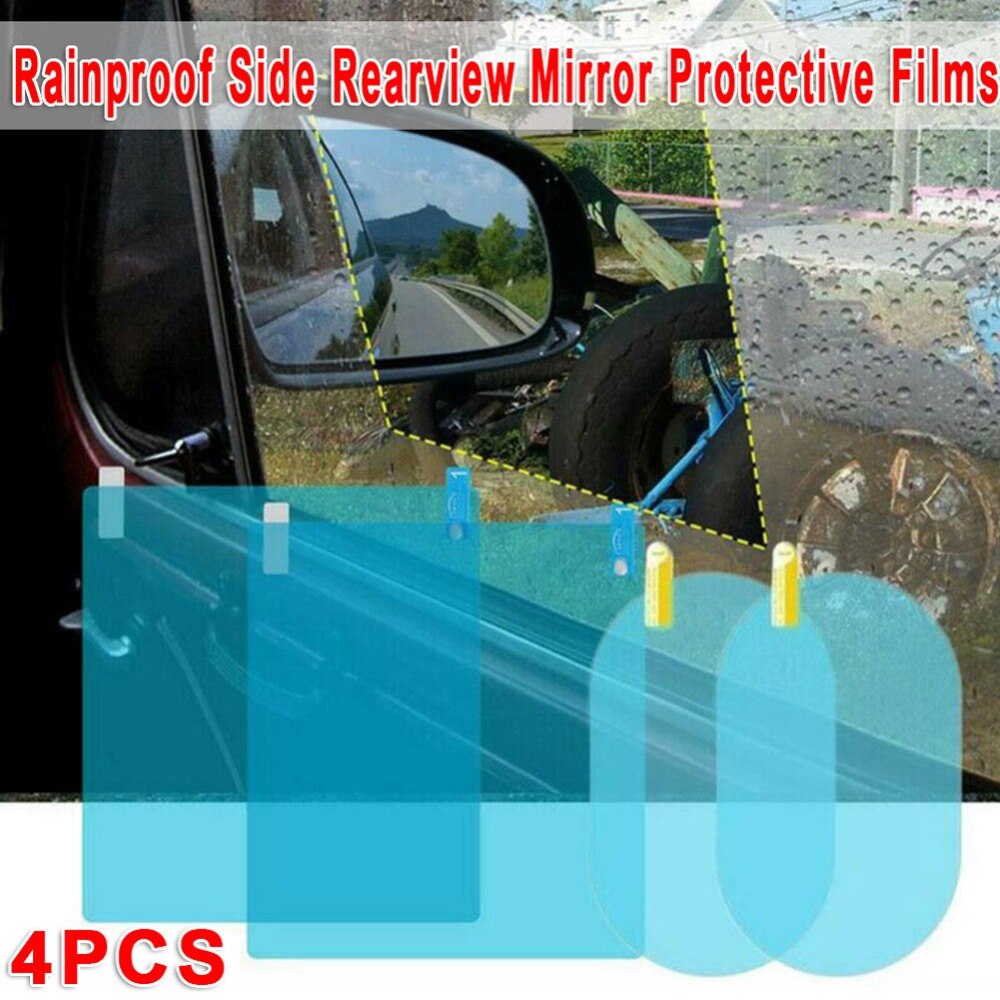 4Pcs Window Film Car Rear Mirror Protective Film Clear Rainproof Protective Anti-glare Clear Soft Anti Fog Film Car Accessories Car Mirror Protective Film Clear Rainproof Anti-glare Anti Fog
