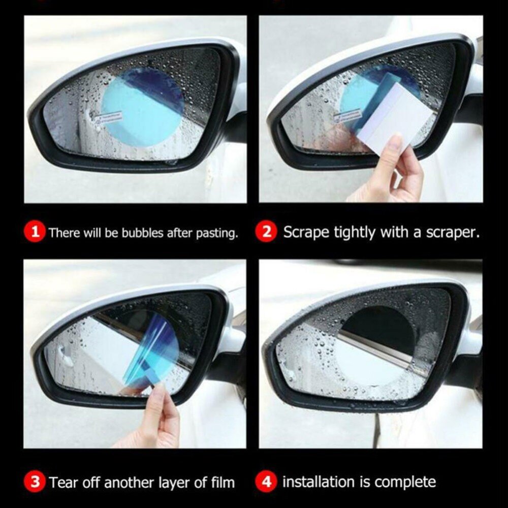 4Pcs Window Film Car Rear Mirror Protective Film Clear Rainproof Protective Anti-glare Clear Soft Anti Fog Film Car Accessories Car Mirror Protective Film Clear Rainproof Anti-glare Anti Fog