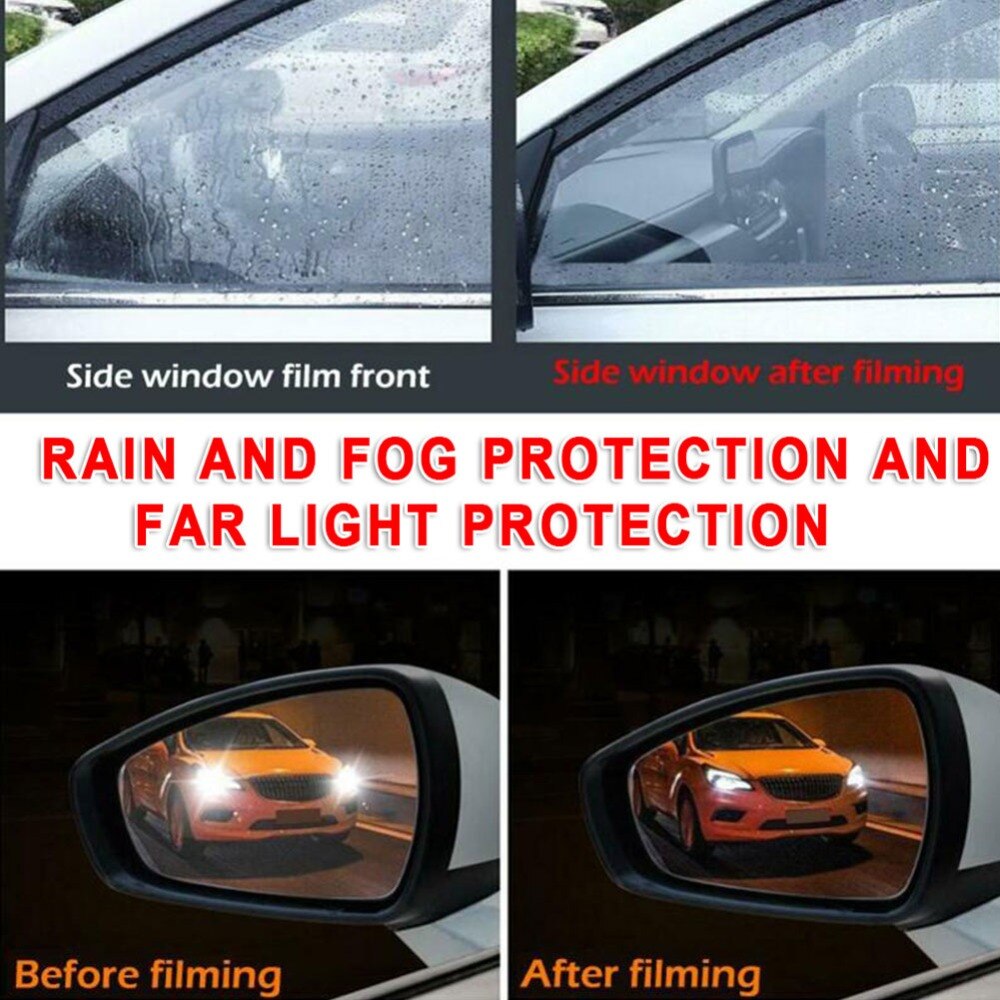 4Pcs Window Film Car Rear Mirror Protective Film Clear Rainproof Protective Anti-glare Clear Soft Anti Fog Film Car Accessories Car Mirror Protective Film Clear Rainproof Anti-glare Anti Fog