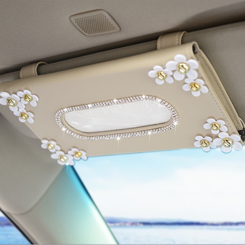 Crystal Tissue Box Car Interior Accessories for Sun Visors 