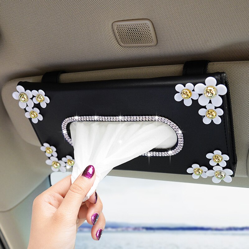 Crystal Tissue Box Car Interior Accessories for Sun Visors 