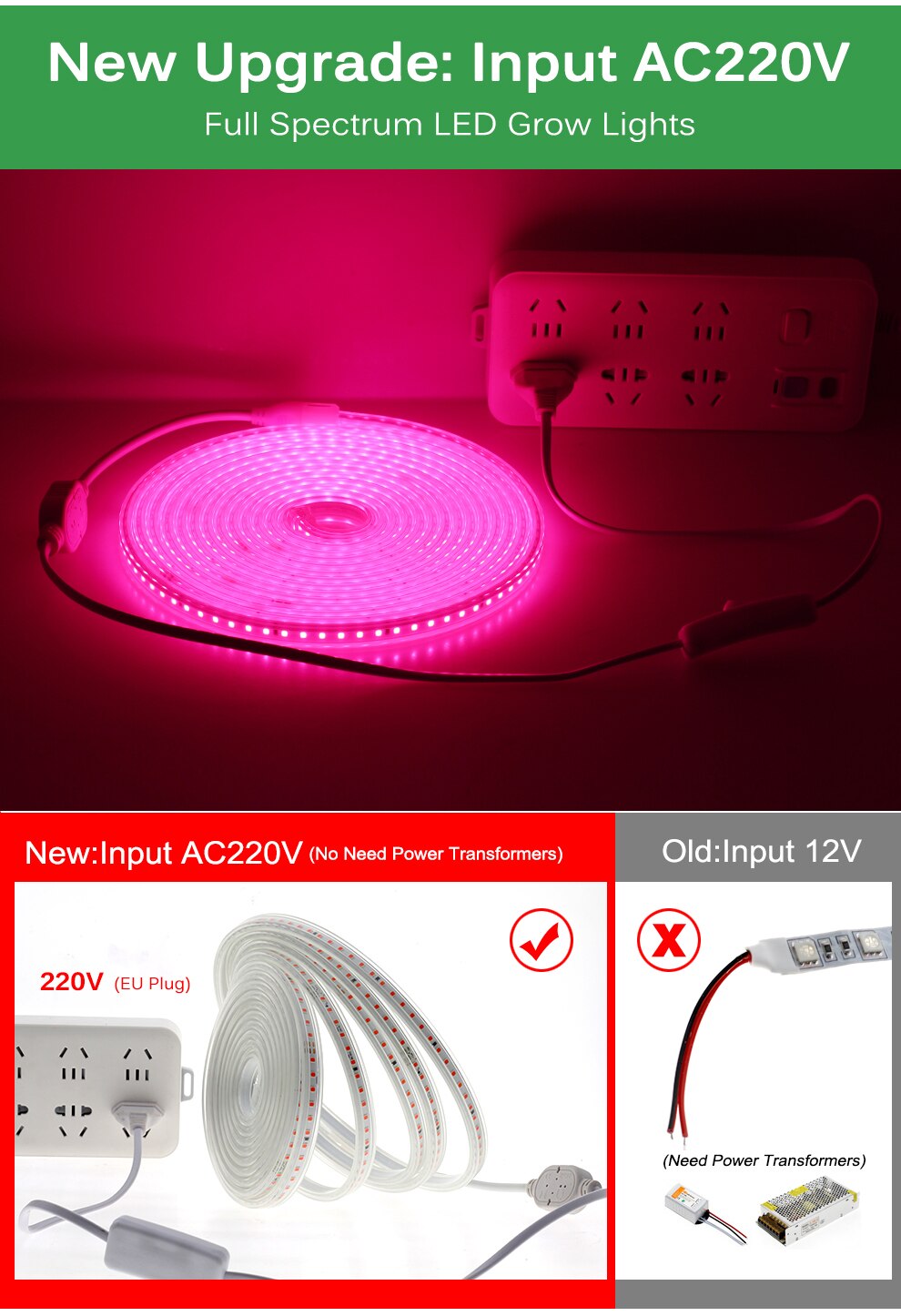 LED Grow Strip Full Spectrum Waterproof AC220V LED Grow Light 2835 LED Phyto lamps For Plants Flowers Greenhouses Hydroponic LED Grow Strip Full Spectrum Waterproof AC220V LED Grow Light 2835 LED Phyto lamps For Plants Flowers Greenhouses Hydroponic