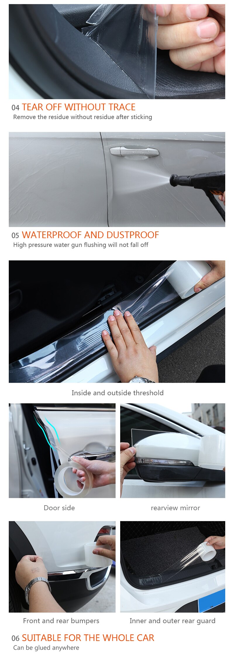 Auto Protector Film Door Edge Protective Nano Glue Car Trunk Door Sill