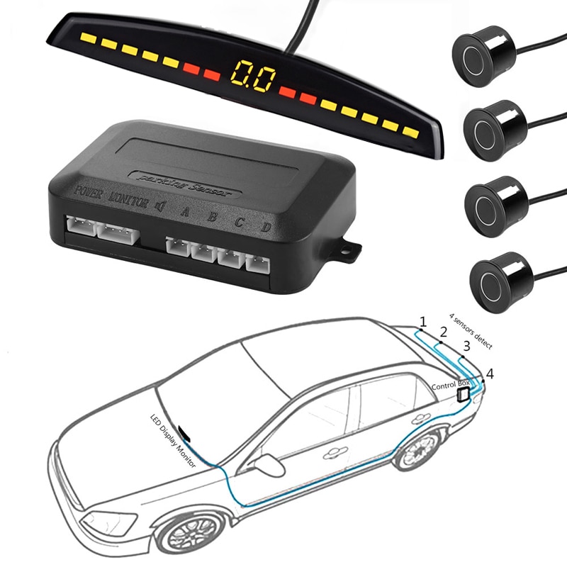 Car Led Parking Sensor Auto Car Detector Display Reverse Backup System With 4 Sensors Car Led Parking Sensor Auto Car Detector Display Reverse Backup System With 4 Sensors
