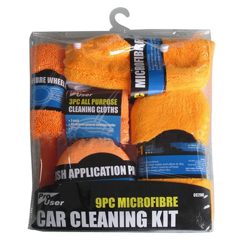 9pcs/Set Auto Cleaning Tools Microfiber Towel Car Tire Brush Soft Absorbancy Glove Detailing Car Motorcycle Washer Care Set