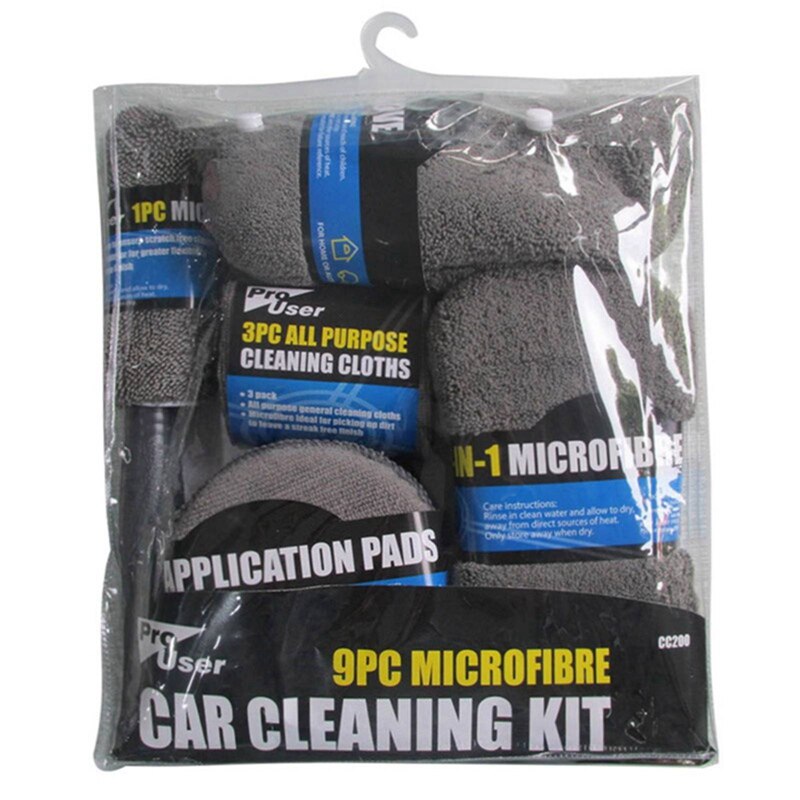 9pcs/Set Auto Cleaning Tools Microfiber Towel Car Tire Brush Soft Absorbancy Glove Detailing Car Motorcycle Washer Care Set