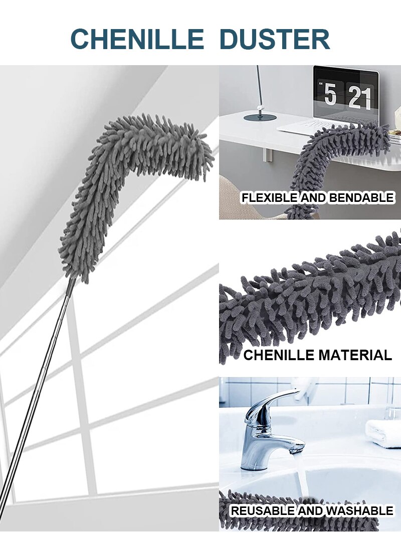 Dust Cleaning Brush Set Telescopic Microfiber Dust Removal Dusters Bendable Dust Brush For Car Furniture Household Cleaning