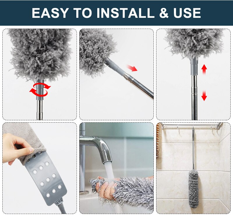 Dust Cleaning Brush Set Telescopic Microfiber Dust Removal Dusters Bendable Dust Brush For Car Furniture Household Cleaning