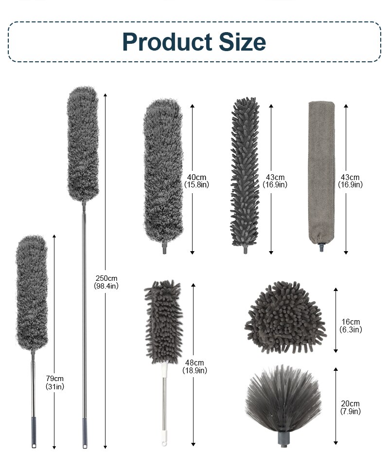 Dust Cleaning Brush Set Telescopic Microfiber Dust Removal Dusters Bendable Dust Brush For Car Furniture Household Cleaning