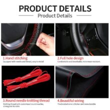 Universal Genuine Leather Steering Wheel Cover 37CM-38CM Anti-Slip Braiding Cover for Steering Wheel Cowhide Steering Protector Universal Genuine Leather Steering Wheel Cover 37CM-38CM Anti-Slip Braiding Cover for Steering Wheel Cowhide Steering Protector