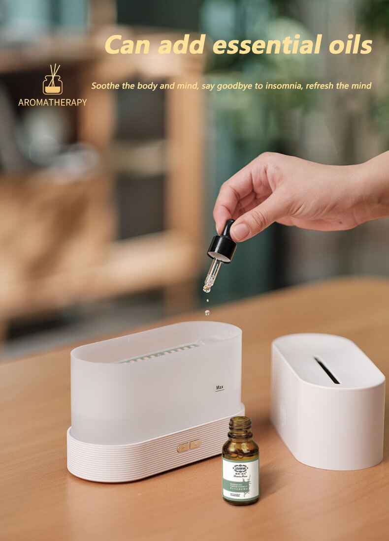 Essential Oil Diffuser Simulation Flame Ultrasonic Humidifier 180ML USB Essential Oil Diffuser Simulation Flame Ultrasonic Humidifier Home Office Air Freshener Fragrance Sooth Sleep Atomizer