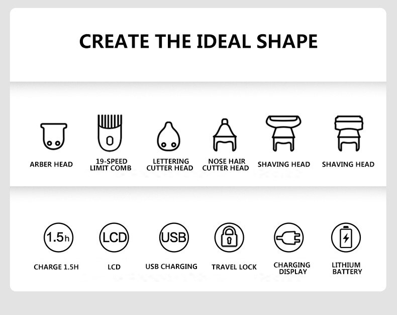 Multifunction Hair Clipper Professional Hair Trimmer Electric Nose Beard Trimmer Razor 5 in 1 Hair Cutting Machine Trimer Cutter